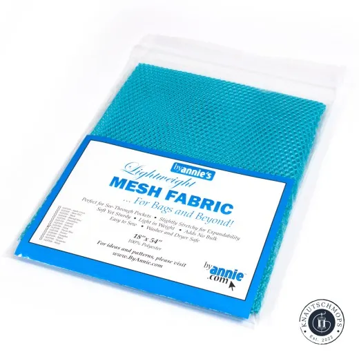 ByAnnie's Lightweight Mesh in Parrot Blue, originalverpackt in der Wiederverschluss-Tüte mit Herstelleretikett.